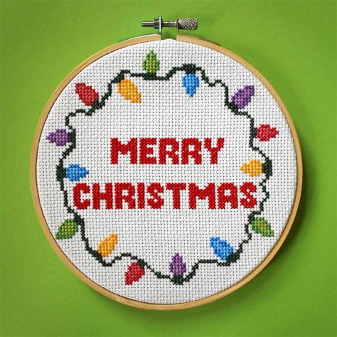 Merry Christmas Cross Stitch Pattern Pdf Download Colourful Etsy Artofit