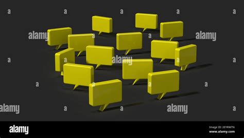 Leadership and togetherness concept: Many 3d rendered yellow chat box ...