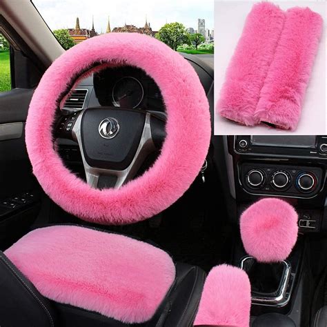 Amazon Pinbola Pcs Set Soft Fluffy Faux Wool Steering Wheel Cover