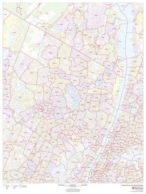 Bergen County New Jersey Zip Codes By Mapsherpa The Map Shop
