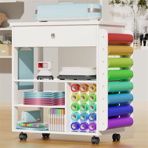 Ackitry Craft Table Craft Cart Cricut Machine Crafting Cabinet Table ...