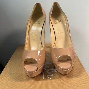 Christian Louboutin Shoes Christian Louboutin Daffodile Nude Patent Peep Toe Pumps Euro
