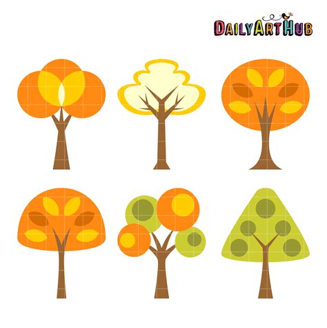 Autumn Abstract Trees Clip Art Set – Daily Art Hub – Free Clip Art Everyday