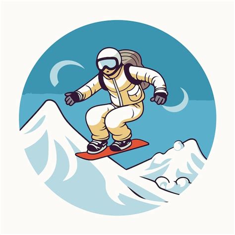 Premium Vector Snowboarder Jumping With Snowboard Vector Illustration