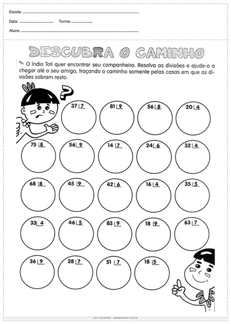 Atividades de multiplicação e divisão 3º ano Para Imprimir