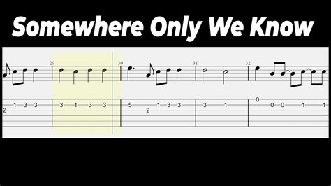 Keane Somewhere Only We Know Guitar Tabs Tutorial With Sheets YouTube