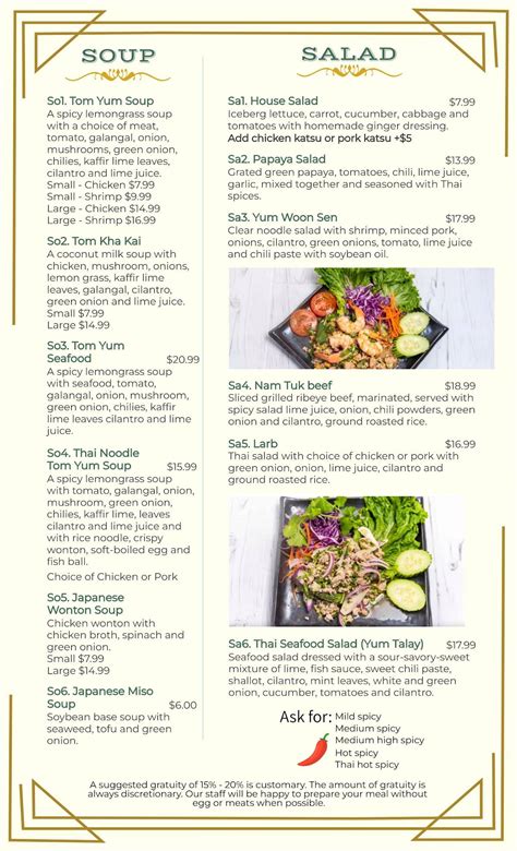 Menu at Thai Cuisine Ramen King & Sushi Bar, Katy