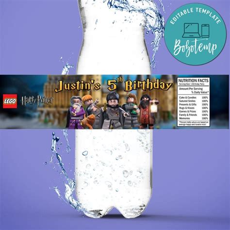 Lego Harry Potter Birthday Water Bottle Label Template Bobotemp