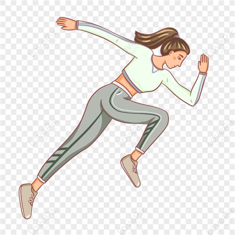 Hand Drawn Girl Running Weight Loss Fit Running PNG Hd Transparent