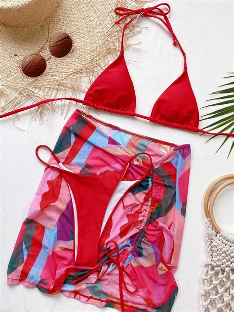 Shein bikini tanga triángulo con falda Vezia