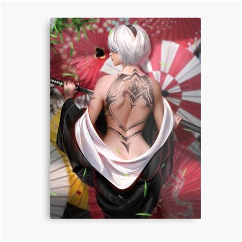 Sexy YoRHa 2B Lewd Thighs Thicc Ass Butt Nier Automata Anime Hentai Girl 10 Metal Print For