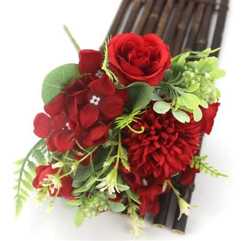 Fleur Sechee Rouge Bouquet De Fleurs Pivoines En Soie Accessoires