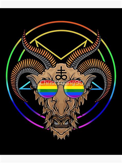 LGBT Baphomet Head Gay Pride Goat Satanism Satan Rainbow Sunglasses Poster For Sale By