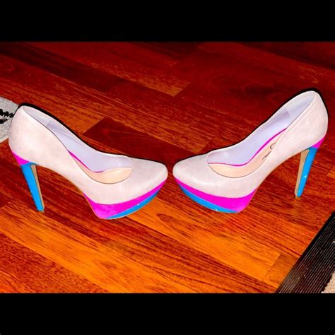 Jessica Simpson Shoes Jessica Simpson Nude Pink And Blue Platform Heels Poshmark