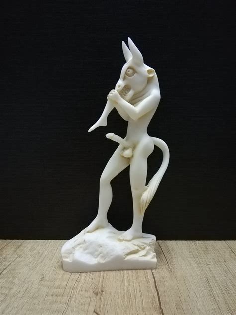 Satyr Pan Faun In Cm Nude Male Greek Mythology Handmade Handpainted Alabaster Statue Free