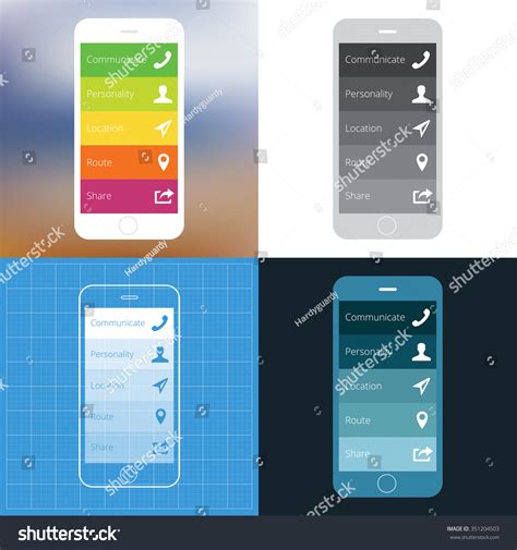 Wireframe Mobile App Ui Kit Categories Screen Royalty Free Stock