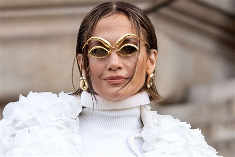 Jennifer Lopez In Schiaparelli Rose Petal Jacket At Paris Fashion Week