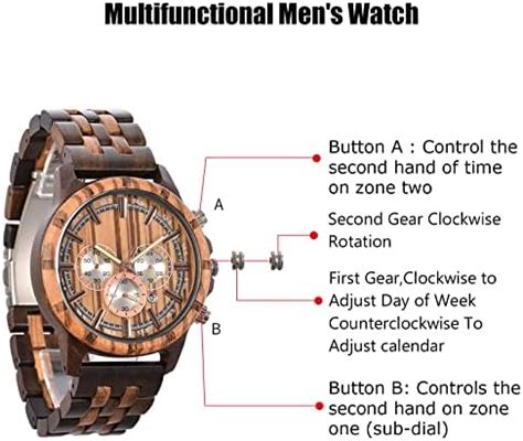 Rorios Montres Bois Hommes Analogique Quartz Bracelet En Bois Montre De