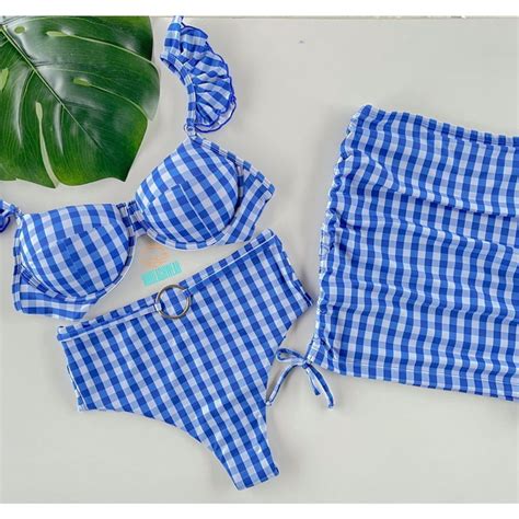 Top Biquíni Meia Taça Aro Calcinha Hot Pants Saia Elo7