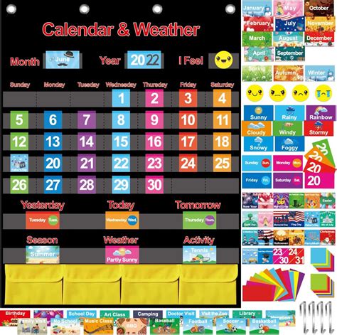 Calendar And Weather Pocket Chart With 143 Cards For India Ubuy