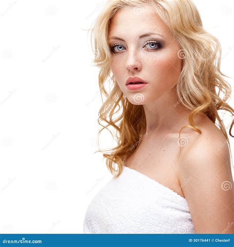 Blonde Woman Pure Closeup Portrait Stock Image Image Of Lips Fashion