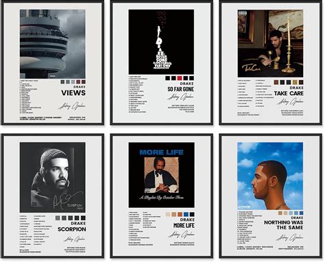 Drake Posters 8x10 Canvas Prints Unframed Set Of 6 Music