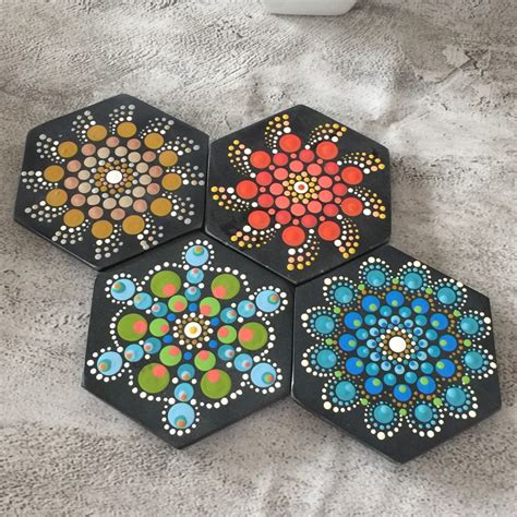 Mandala Dot Art Coasters Set Of 4 Etsy