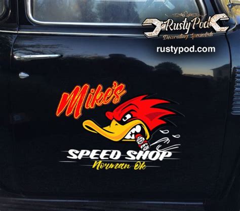 Personalized Hot Rod Duck Lettering Vinyl Sticker 10722 Rustypod Store