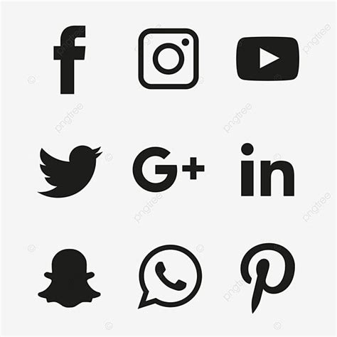 Conjunto De Iconos Negros De Redes Sociales Png Clipart Social