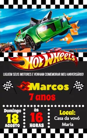 Convite Anivers Rio Hot Wheels Edite Gr Tis Nosso Editor Online