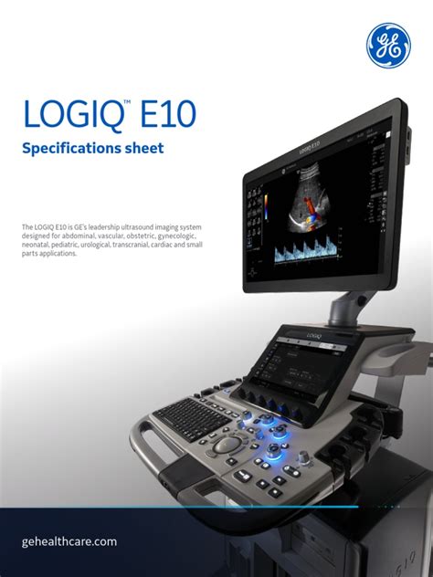 Logiq E10 Specifications Sheet Pdf Medical Ultrasound Medical