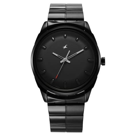 Fastrack Nm Quartz Analog Black Dial Black Stainless Steel Strap