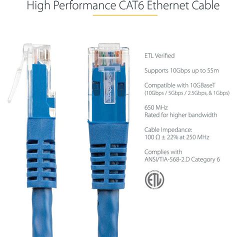 StarTech.com 7FT Cat6 Snagless Unshielded (UTP) Pure Bare Copper Patch Cable 550MHz — Blue (5-Pack) (N6PAT-C6-UTP-7FT-BL-5PK)