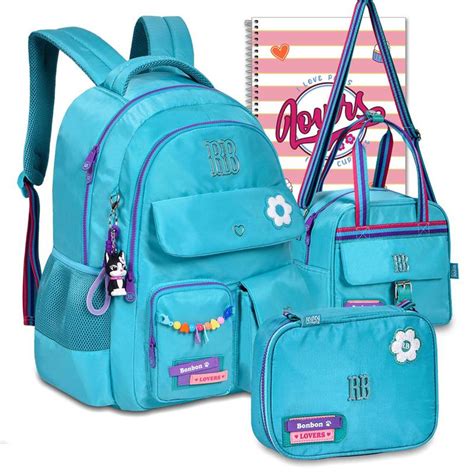 Bolsas Escolar Rb - Kit Mochila RB Rebecca Bonbon Escolar Feminina Lancheira e Estojo ...