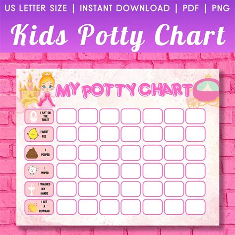 Printable Kids Potty Chart for Girls Potty Chart Princess Toddler Potty ...