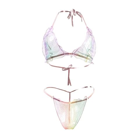 Billionm Women Sexy Erotic Lingerie Two Piece Bra Thong Set Transparent Porno Underwear For Sex