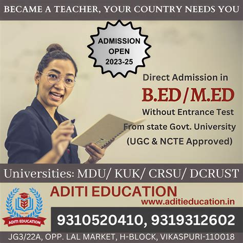 ADITI EDUCATION on LinkedIn: #mdu #crsu #kuk #drust #b_ed #m_ed #
