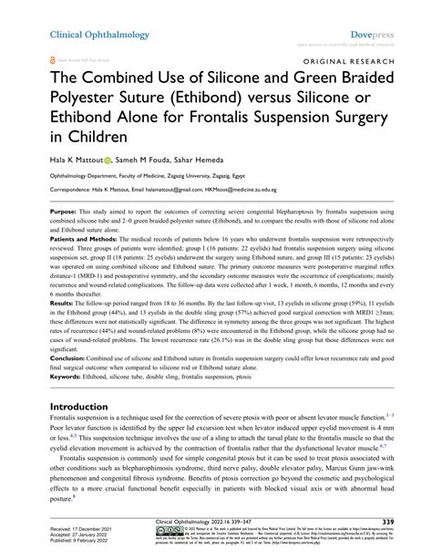 Pdf The Combined Use Of Silicone And Green Braided Polyester Suture