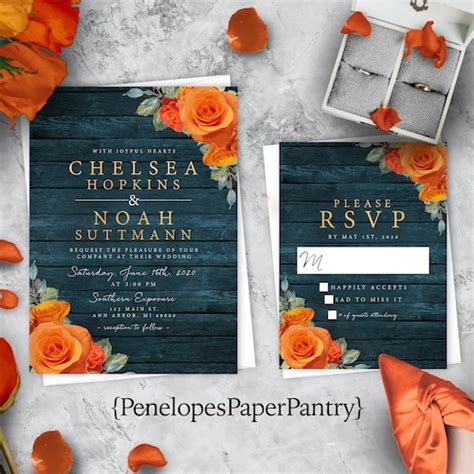 Rustic Fall Wedding Invitationsunflowersburgundy Etsy