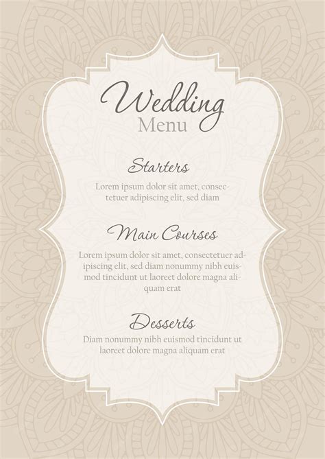 premium vector elegant wedding menu design
