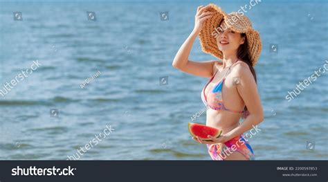 Sexy Beautiful Woman Wearing Bikini Beach Stock Photo 2200597853 Shutterstock