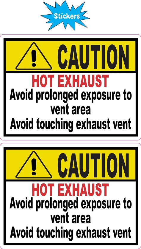 StickerTalk Caution Hot Exhaust Vinyl Sticker Sheet 4 Inches X 3