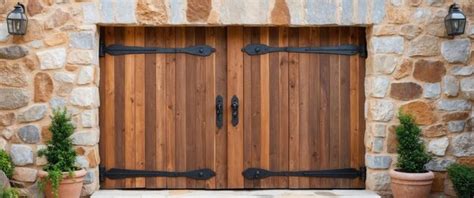 Rustic Wooden Door With Wrought Iron Hinges Set In A Charming Stone