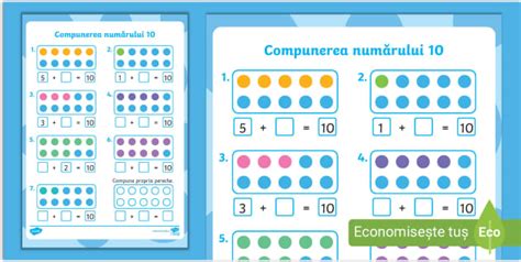 Compunerea numărului 10 Fișă de lucru teacher made
