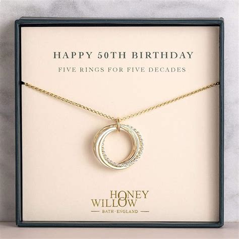 Amazon 50th Birthday Gold And Silver Necklace 5 Rings For 5