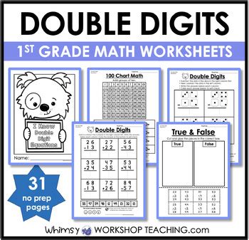 1st Grade Math No Prep Numbers Double Digits Worksheets Activities