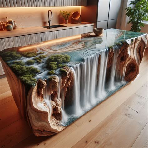 Inspired Wood Epoxy Kitchen Island Fusion Of Nature Modern Design