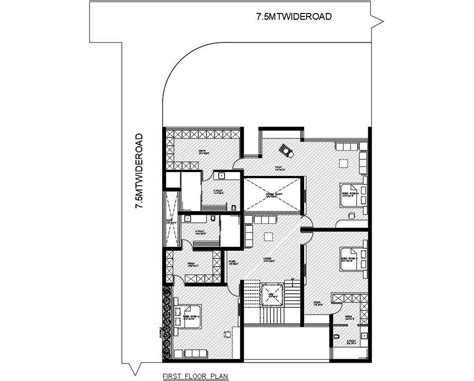 3BHK First Floor House Design AutoCAD File Free Download - Cadbull