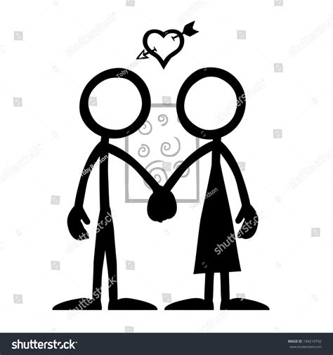 Stick Figure Art Couple Love Stock Vector Royalty Free 194219792