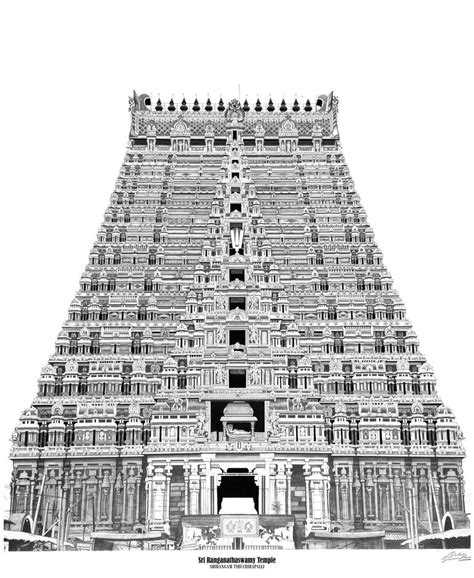 Srirangam Ranganatha Swamy Temple Gopuram Drawing By Srihari